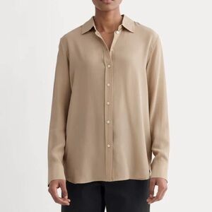 Everlane Burnt Sugar The Must-Have Washable Silk Button Down Shirt Size 16